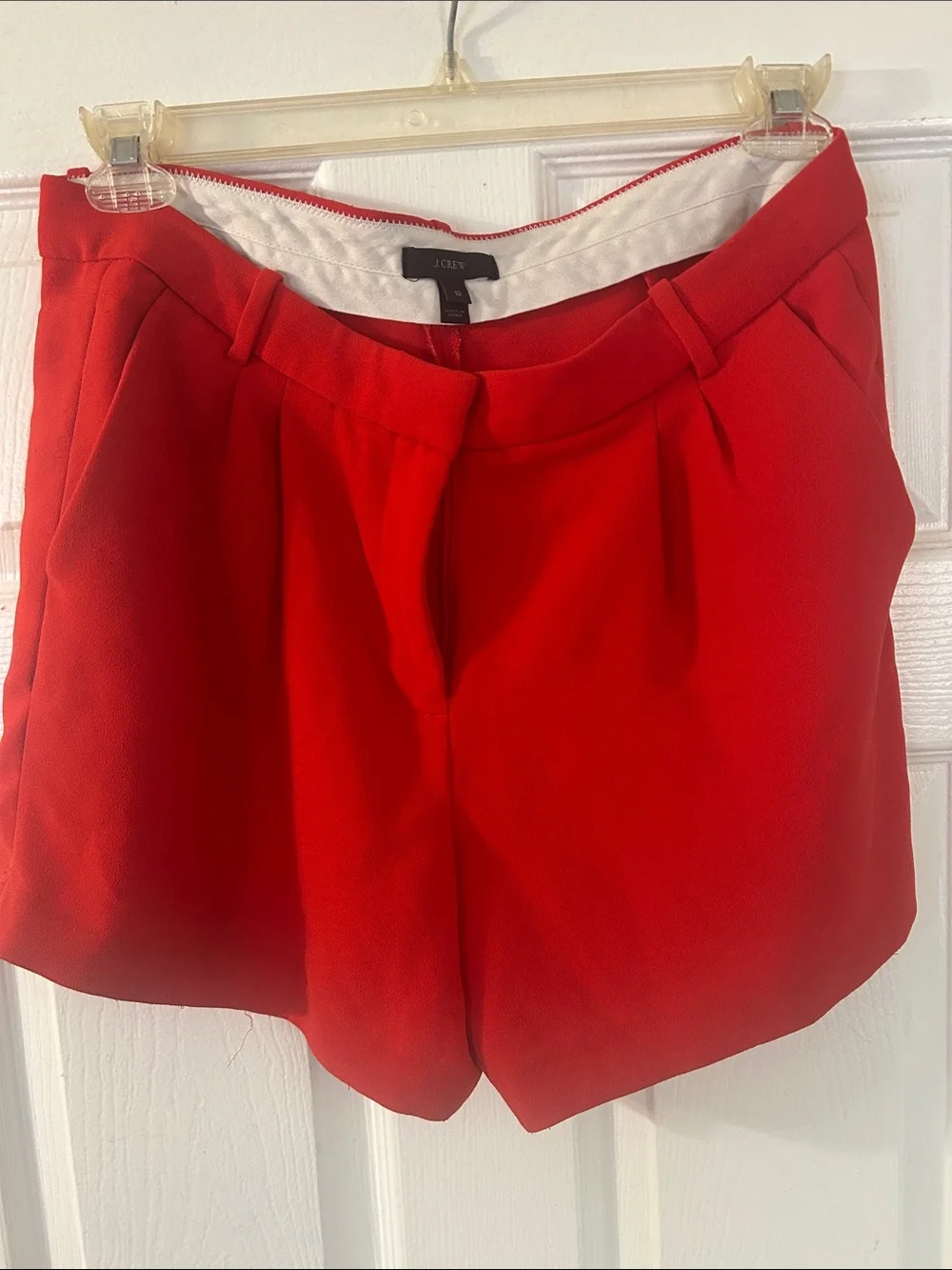 J Crew Red Dress Shorts, Tailored Red Pleat-Front Women'sy Shorts